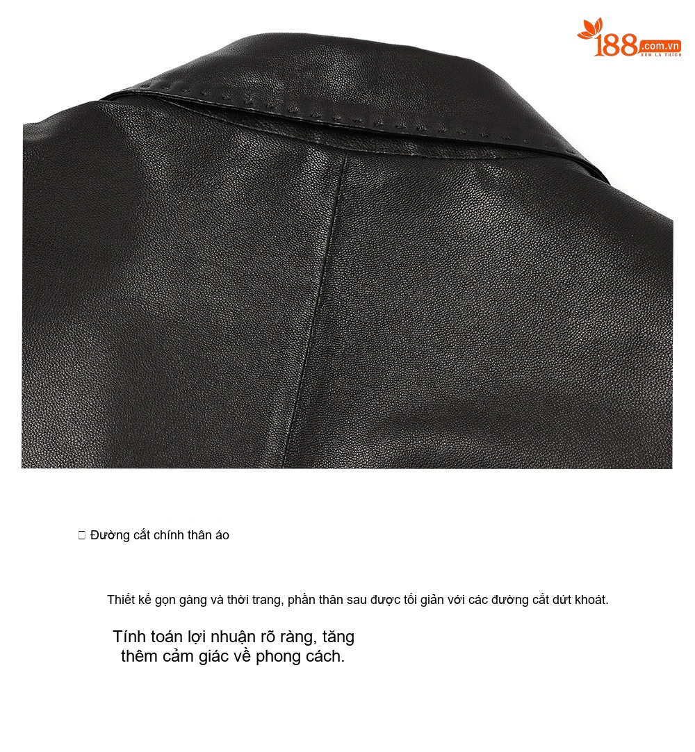 Áo Khoác Blazer Da Cừu Nam Kiểu Vest Công Sở Cao Cấp Màu Đen chi tiết 11