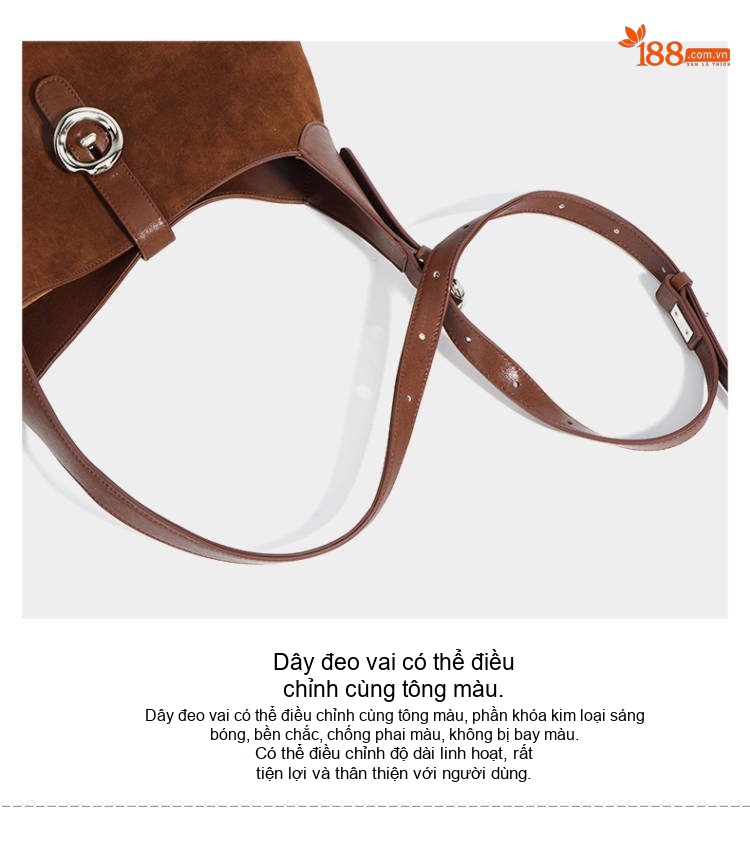 Túi Xách Nữ Da Mờ Retro Sức Chứa Lớn Đeo Vai Túi Tote Đeo Chéo Màu Nâu chi tiết 18