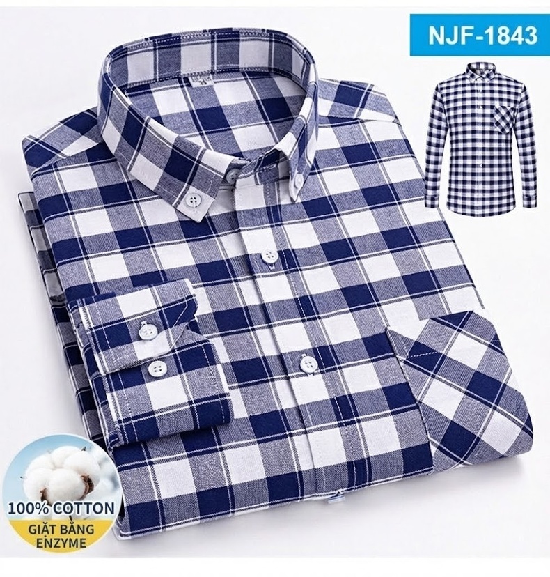 Áo Sơ Mi Tay Dài Cotton Oxford Dáng Rộng Thoải Mái Màu Trắng, Xám, Xanh, Đỏ... chi tiết 37
