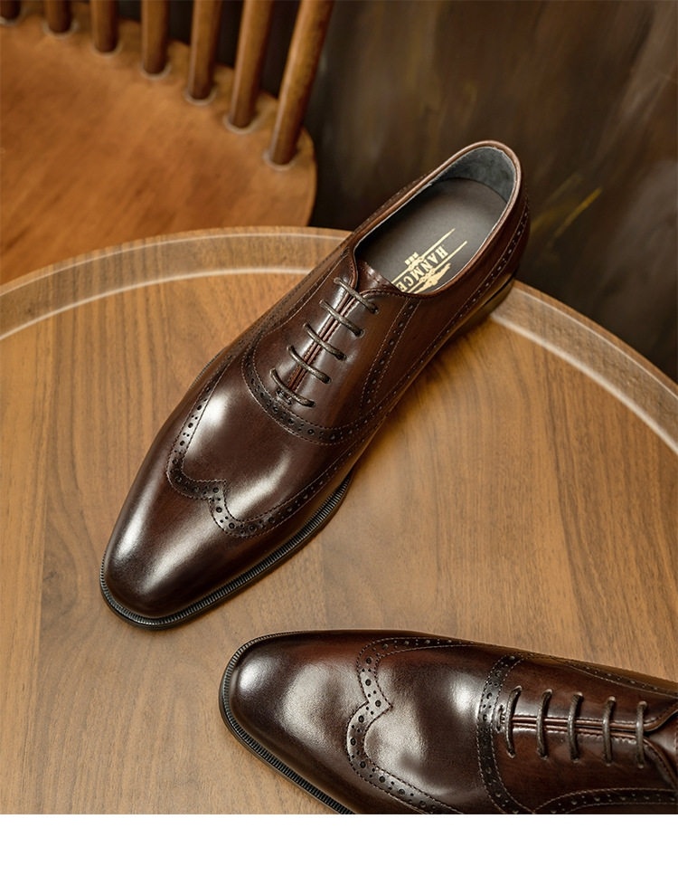 Giày Tây Oxford Buộc Dây Nam Da Bò Lớn Size Chiều Cao Đế Khoảng 3cm Màu Đen, Nâu chi tiết 14