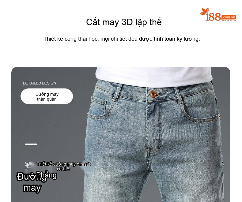 Quần Jean Nam Ống Đứng Lụa Lyocell Cao Cấp, Thoải Mái Màu Xanh Dương, Xám chi tiết 6