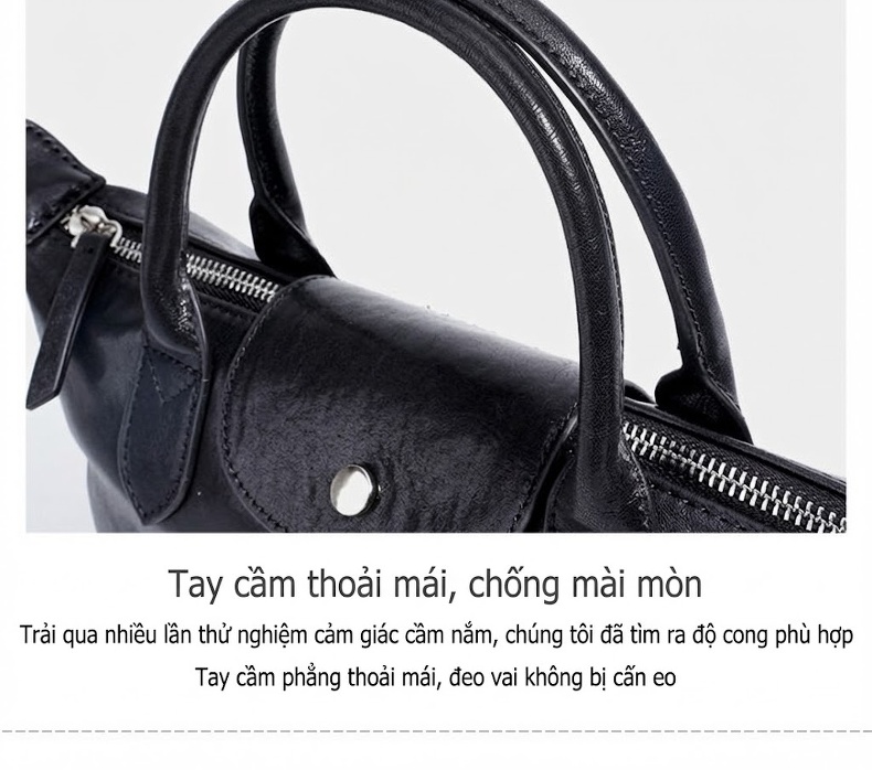 Túi Xách Tay/Đeo Vai Nữ Hình Bánh Bao Thiết Kế Tối Giản Phong Cách Hàn Quốc Màu Đen, Nâu, Đỏ chi tiết 13
