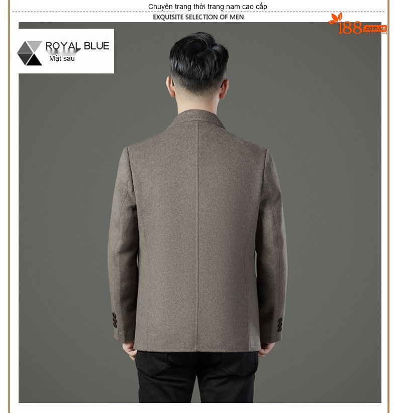 Áo Khoác Blazer Nam Hai Mặt Lông Cừu Áo Phao Lót Lông Vũ Có Thể Tháo Rời Màu Đen, Nâu, Xám chi tiết 20