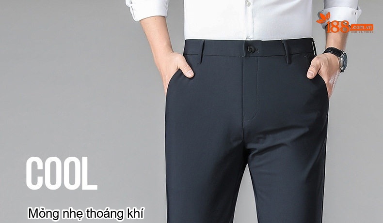 Quần Dài Nam Dáng Ôm Vừa Vặn Giữ Ấm Màu Đen chi tiết 3