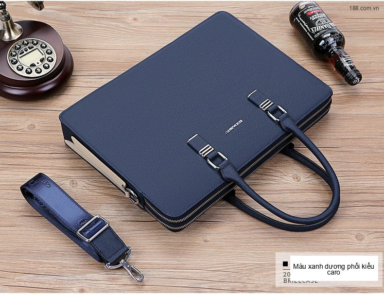 Túi Xách Tay Nam Công Sở Da Mờ Đeo Chéo Đựng Laptop Màu Đen chi tiết 19