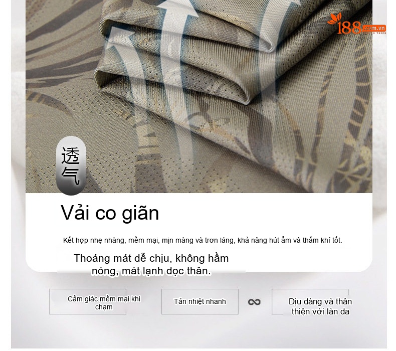 Áo Sơ Mi Nam Tay Ngắn Ice Silk Họa Tiết Lá Cây Form Rộng Màu Xám chi tiết 4