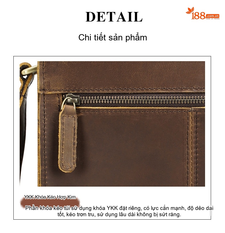Túi Đeo Chéo Nam Da Bò Sáp Đựng Vừa Laptop, Ipad Phong Cách Retro Âu Mỹ chi tiết 14