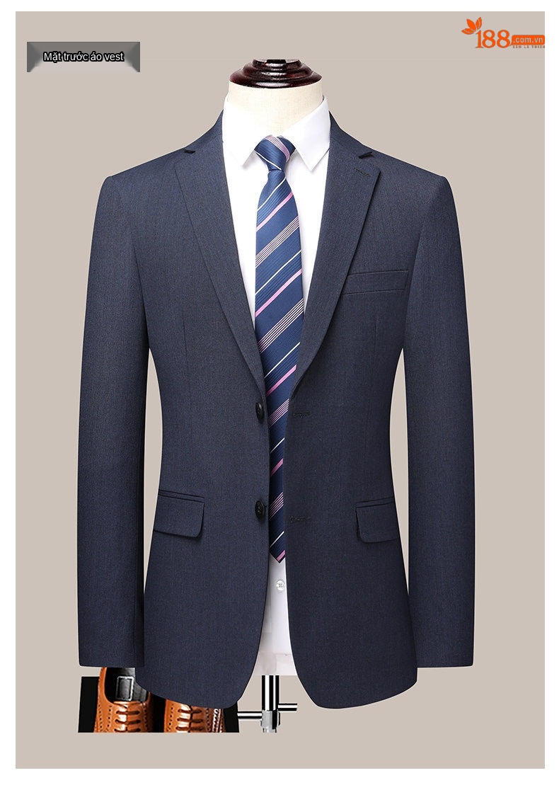 Bộ Vest Nam Wool Lịch Lãm Công Sở Mùa Thu Đông Màu Xanh Navy chi tiết 11