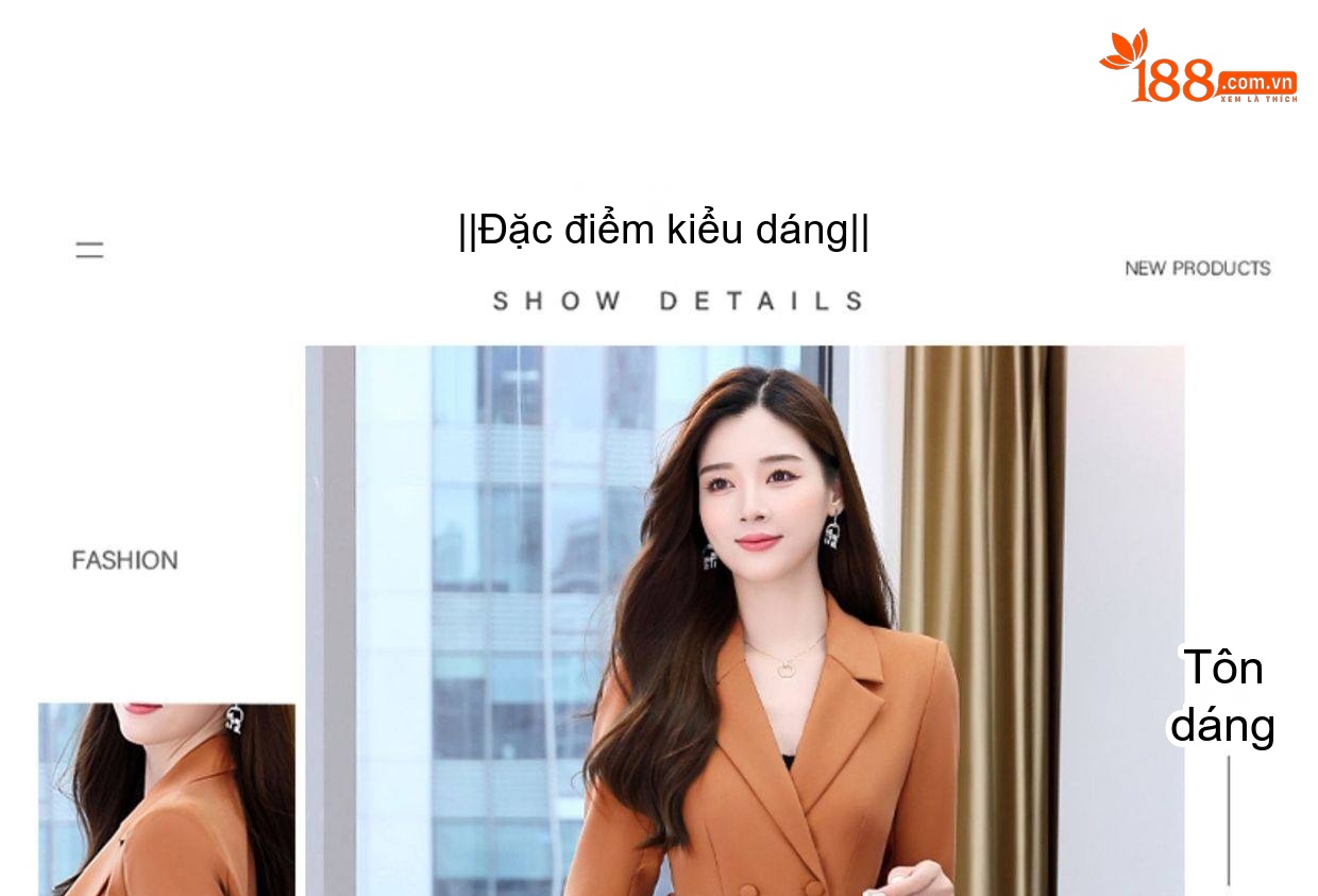 Bộ Vest Blazer Nữ Chân Váy Lưới Dáng Dài Thời Trang Thu Đông Màu Nâu, Đen, Xanh, Cam chi tiết 18