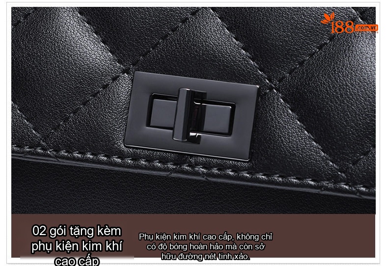 Túi Đeo Chéo Nữ Da Thật Dây Xích Thời Trang Cao Cấp Màu Đen chi tiết 24