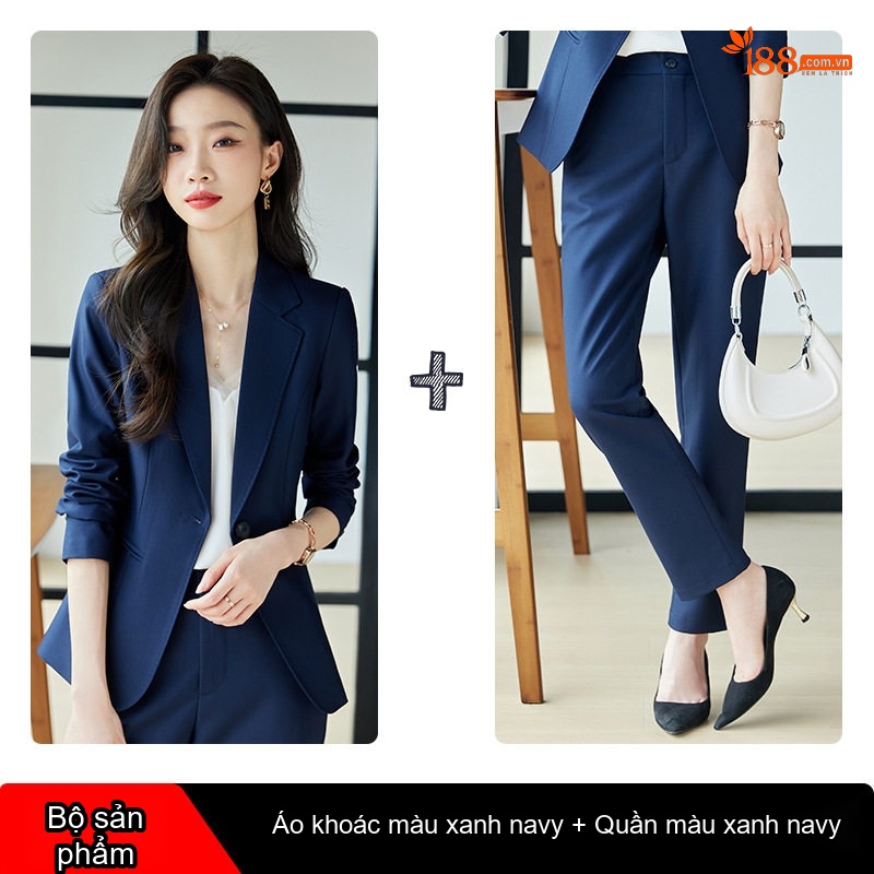 Bộ Vest Công Sở Nữ Dáng Ôm Tay Dài Phong Cách Thời Trang Màu Đen, Xanh Navy, Nâu