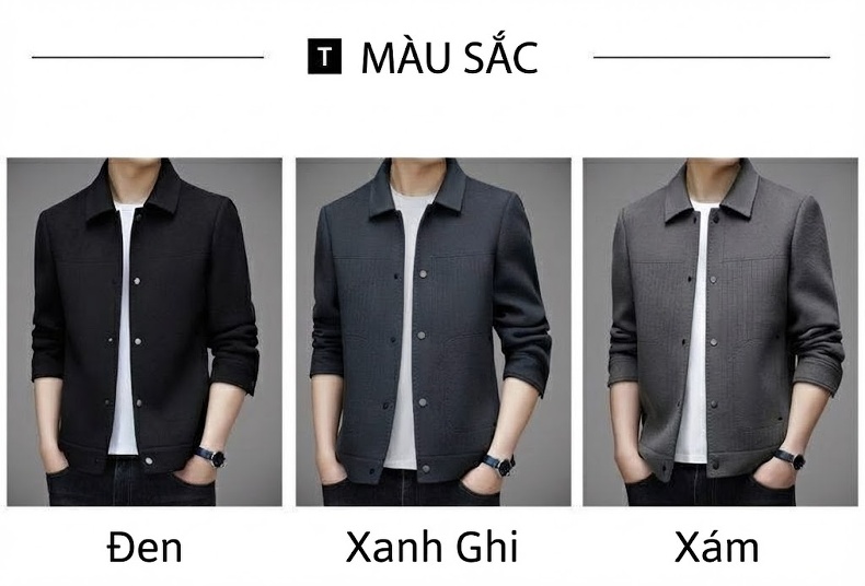Áo Khoác Bomber Nam Trung Niên Thu Đông Chất Liệu Lông Cừu Hai Mặt Màu Đen, Xám chi tiết 9