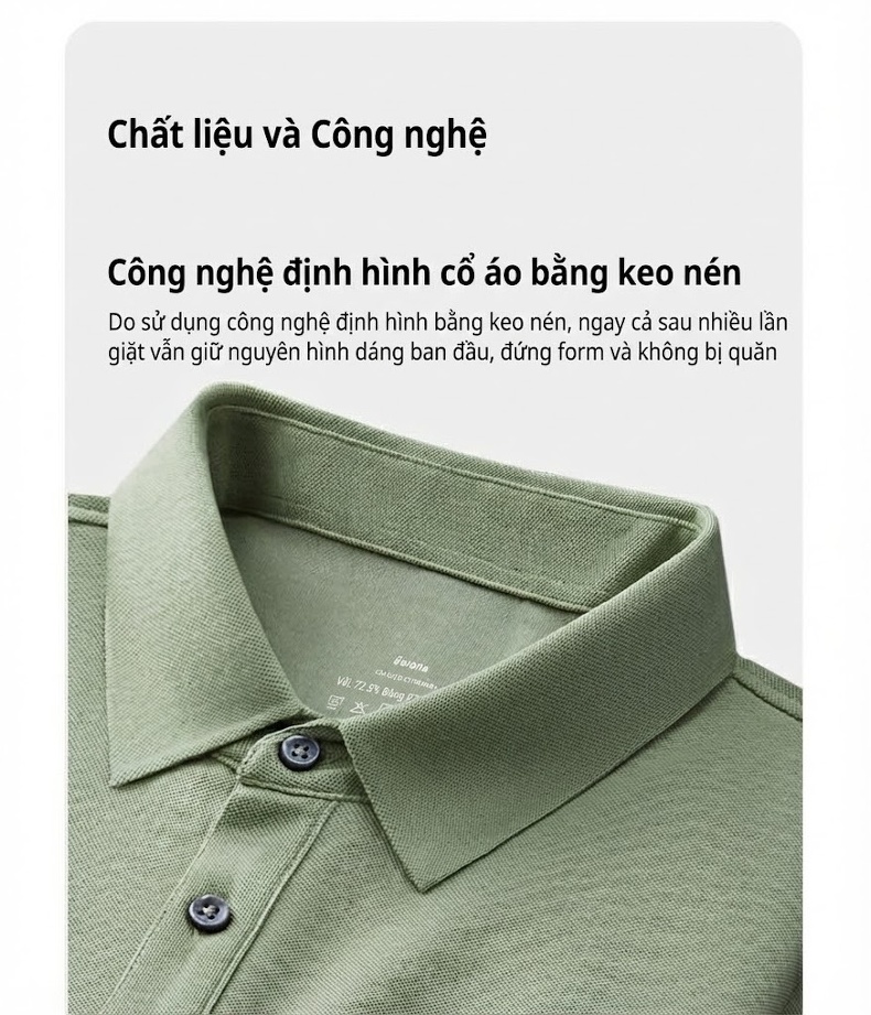 Áo Polo Nam Cotton Pique Cổ Bẻ Ngắn Tay Thoáng Mát Màu Trắng, Đen, Xám, Xanh... chi tiết 12