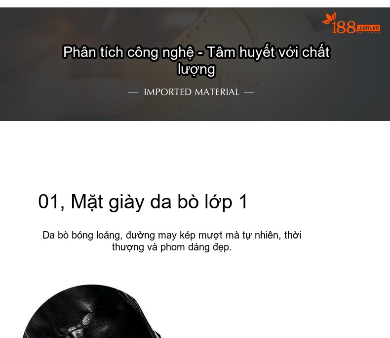 Giày Lười Nam Da Bò Brogue Có Tua Rua Chiều Cao Đế Khoảng 3cm Màu Đen, Nâu chi tiết 5