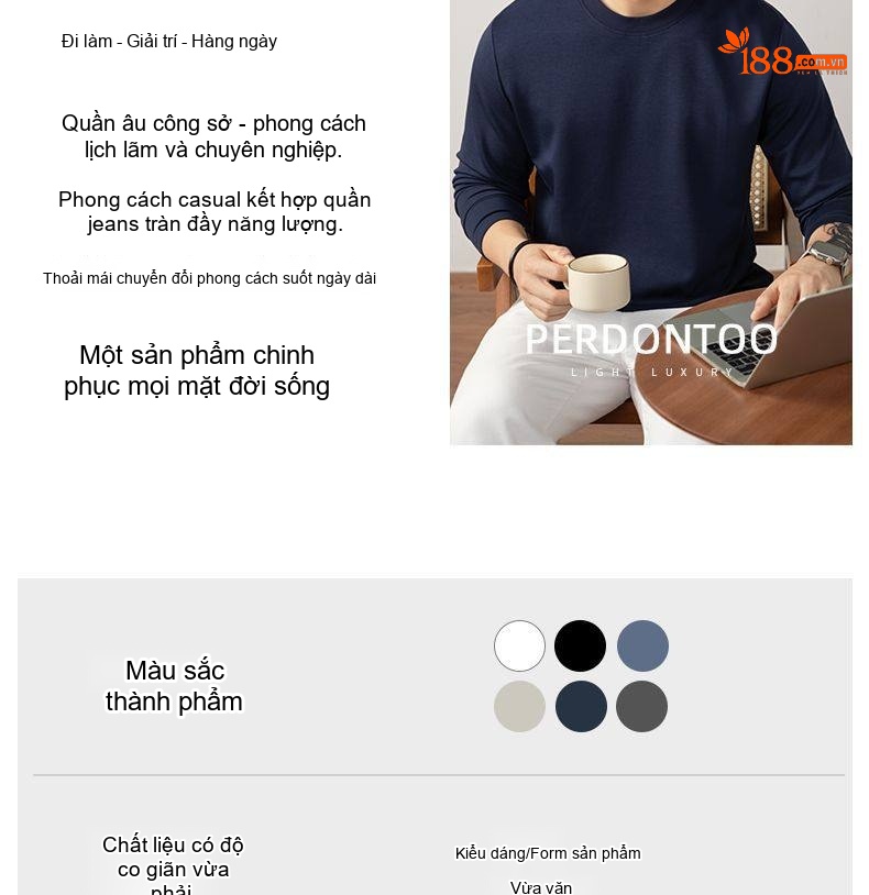 Áo Thun Dài Tay Nam Cotton Modal Mềm Mại Kháng Khuẩn Màu Trắng, Đen, Xám, Xanh... chi tiết 10