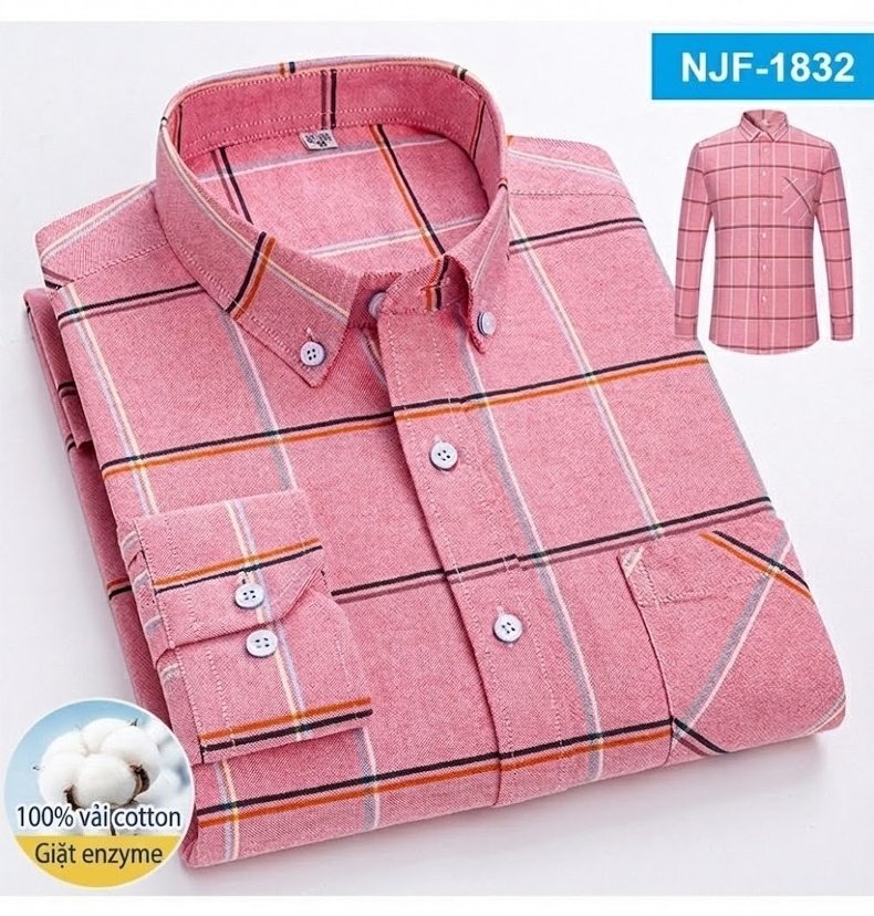 Áo Sơ Mi Tay Dài Cotton Oxford Dáng Rộng Thoải Mái Màu Trắng, Xám, Xanh, Đỏ... chi tiết 30