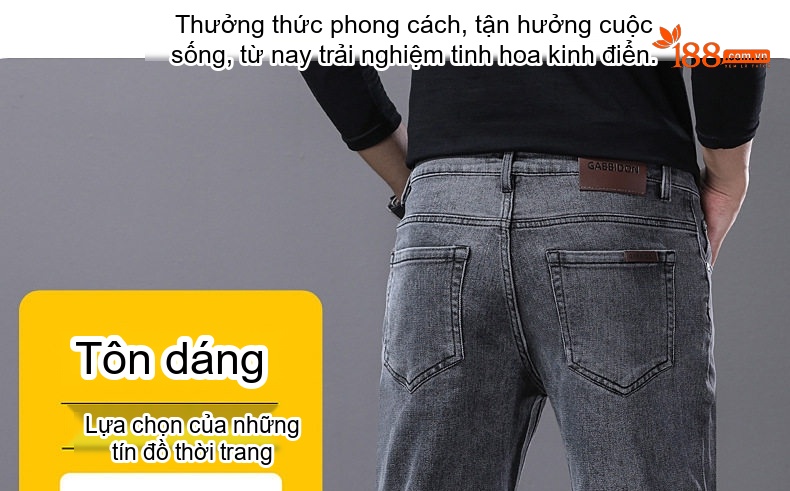 Quần Jean Dáng Suông Nam Co Giãn Thoải Mái Phong Cách Thời Trang Màu Xanh, Xám, Đen chi tiết 2