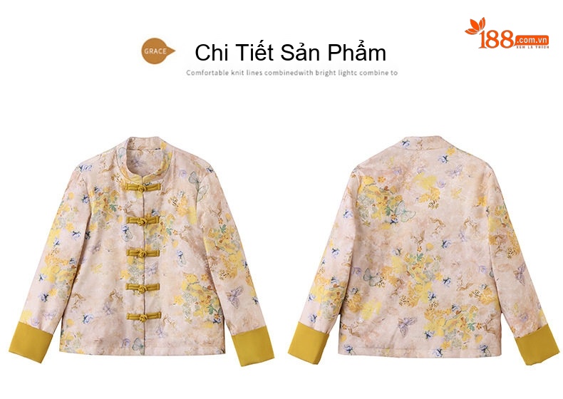 Áo Khoác Phao Nữ In Họa Tiết Cổ Điển Khuy Cài Phong Cách Trung Hoa chi tiết 37