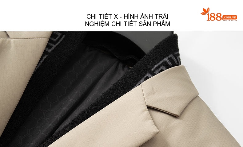 Áo Khoác Phao Nam Lông Vũ Áo Vest Cổ Áo Tháo Rời Màu Be, Đen, Xanh Navy chi tiết 16