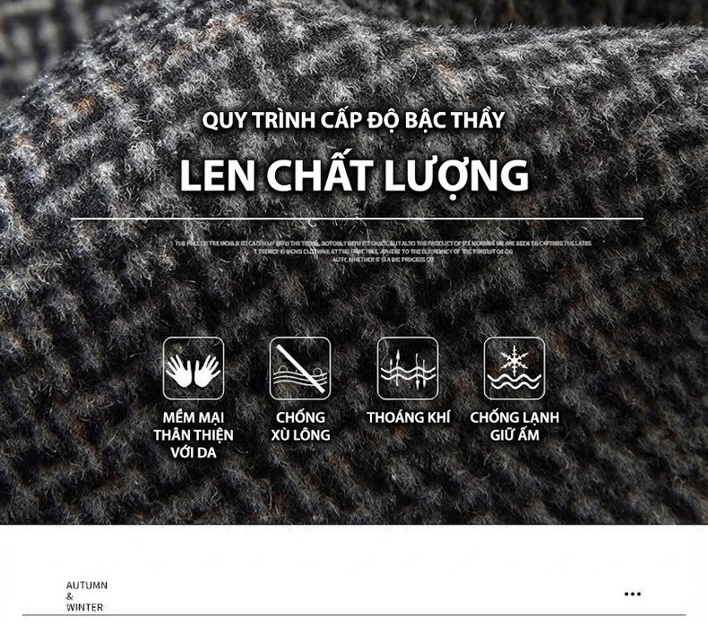 Áo Khoác Dạ Nam Dáng Dài Trung Niên Cổ Bẻ Lót Lông Vũ Tháo Rời Màu Xám chi tiết 4