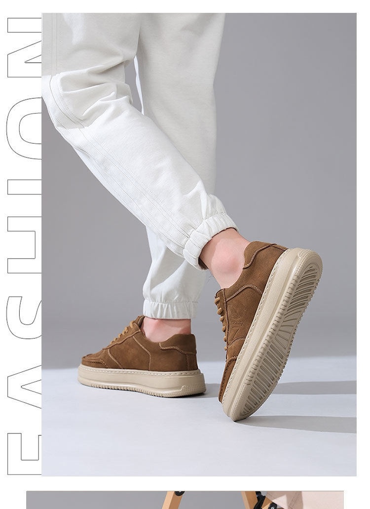 Giày Thể Thao Buộc Dây Nam Da Bò Chiều Cao Đế Khoảng 4cm Màu Nâu, Xám chi tiết 13