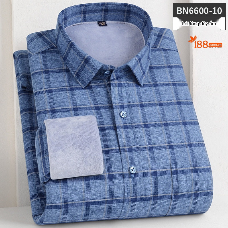 Áo Sơ Mi Nam Dài Tay Cotton Lót Lông Dày Dặn Giữ Ấm Màu Xanh Dương, Xám, Đen, Đỏ...