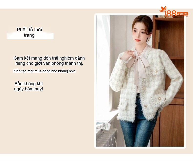 Áo Khoác Nữ Dáng Rộng Dệt Kim Lông Chồn Dày Phong Cách Hàn Quốc Màu Trắng Kem chi tiết 23