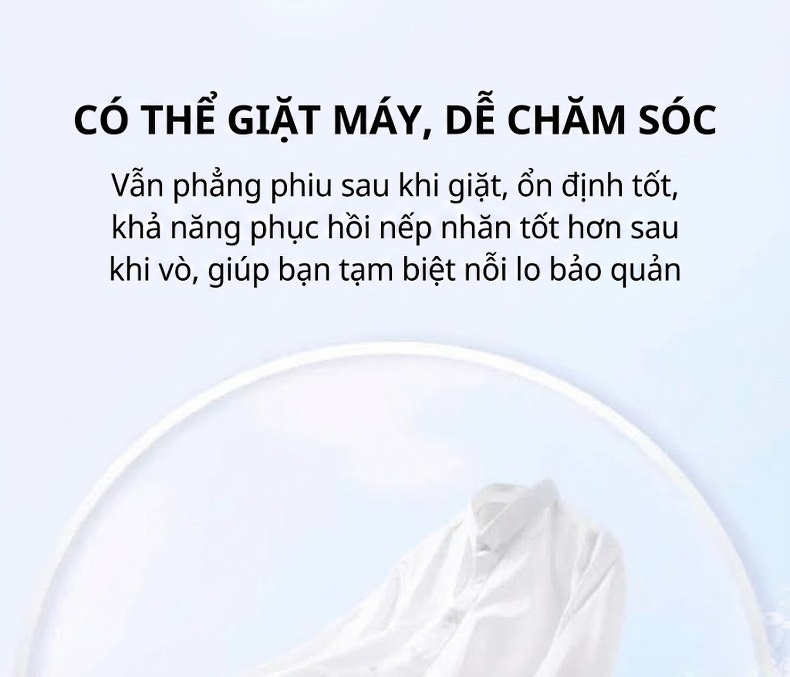 Áo Sơ Mi Tay Dài Nam Vải Sợi Tre Thoáng Khí Phong Cách Công Sở Màu Trắng, Xanh Dương, Xanh Navy chi tiết 3