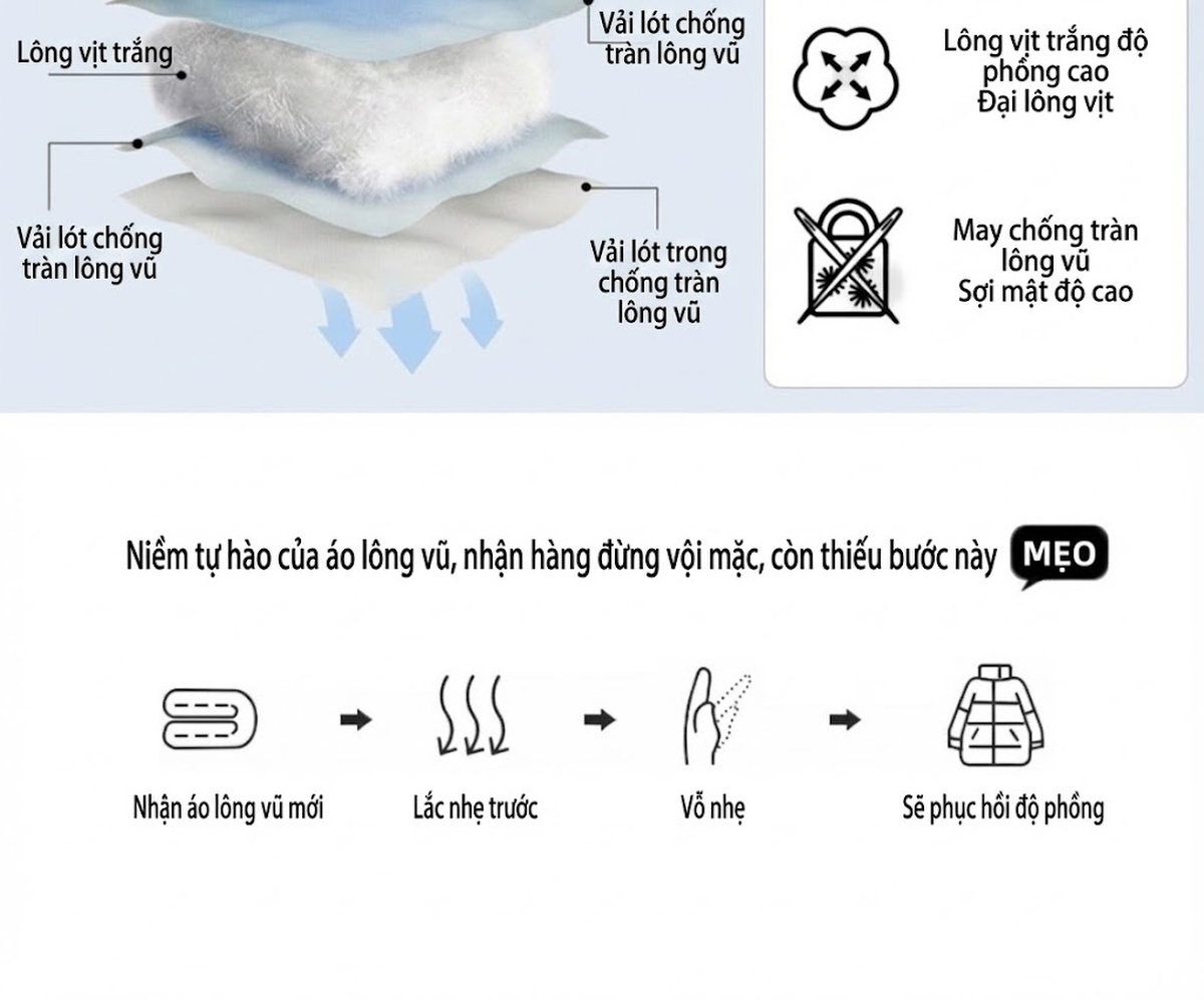 Áo Khoác Phao Nữ Dáng Dài Vừa Phong Cách Hàn Quốc Màu Xanh, Xám chi tiết 10