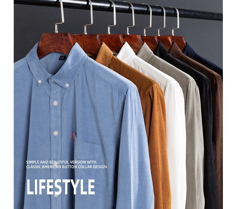 Áo Sơ Mi Dài Tay Nam Cotton Gân Nhỏ Dáng Ôm Thời Trang Công Sở Màu Xám, Trắng, Xanh Navy, Xanh Da Trời, Nâu... chi tiết 6