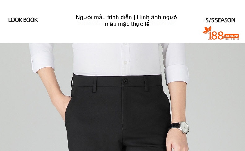 Quần Tây Nam Ống Suông Vừa Vặn Thoải Mái Màu Đen, Xám chi tiết 7