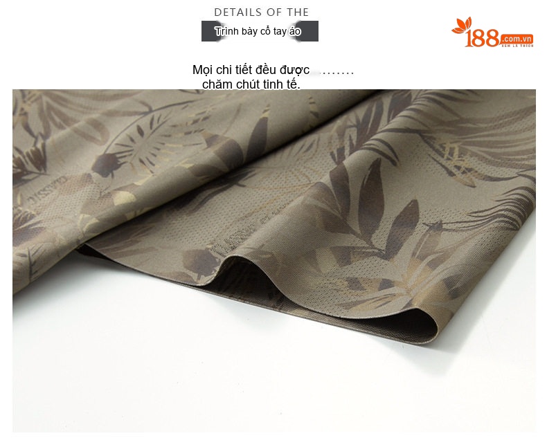Áo Sơ Mi Nam Tay Ngắn Ice Silk Họa Tiết Lá Cây Form Rộng Màu Xám chi tiết 15