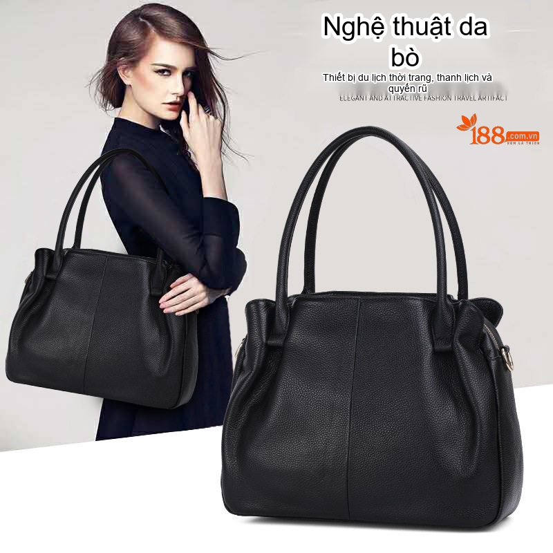 Túi Xách Tay Nữ Da Mềm Nhiều Ngăn Đeo Vai Đeo Chéo Thời Trang Màu Đen