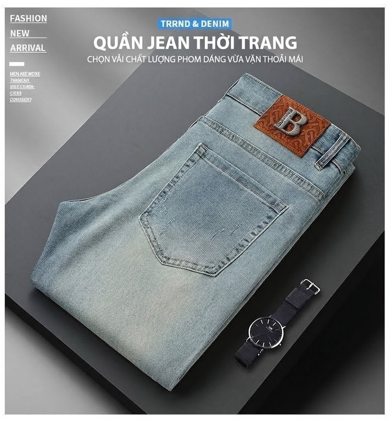 Quần Dài Nam Ống Đứng Co Giãn Màu Xanh Lam Nhạt chi tiết 11