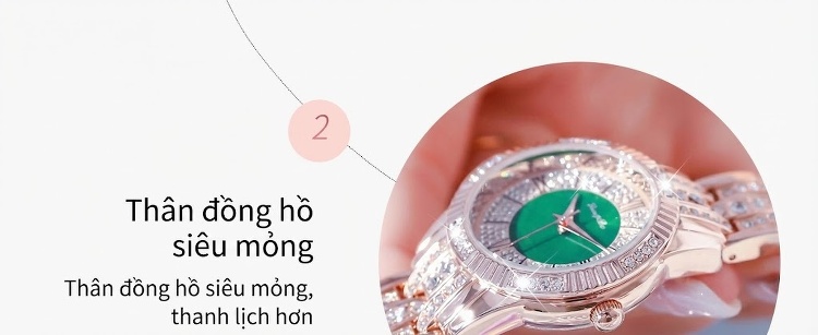 Đồng Hồ Nữ LONGBO Dây Kim Loại Đính Đá Chống Nước Màu Vàng Hồng, Trắng, Xanh... chi tiết 11