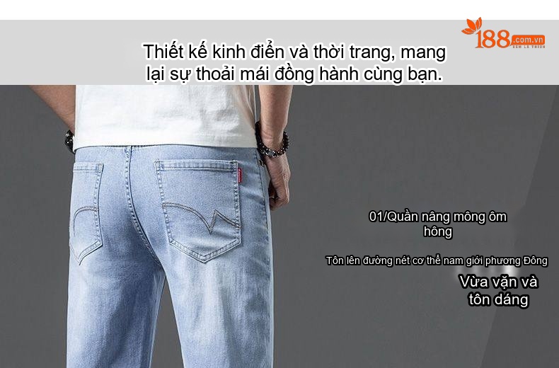 Quần Jean Nam Ống Đứng Mỏng Co Giãn Thoải Mái Màu Xanh chi tiết 10