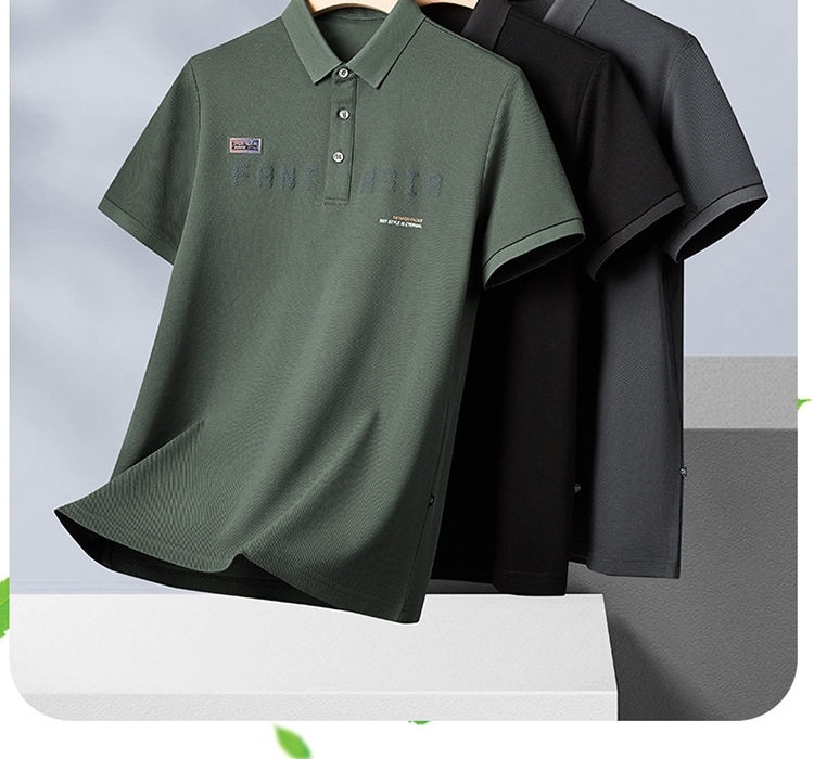 Áo Polo Nam Tay Ngắn Form Rộng In Chữ Phong Cách Casual Màu Đen, Xám, Xanh Rêu... chi tiết 1