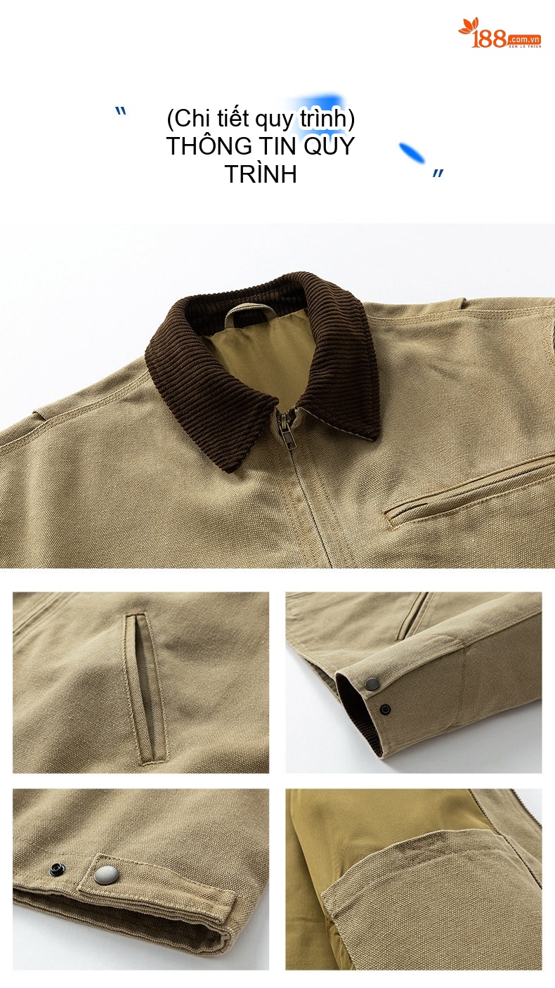Áo Khoác Dài Tay Nam Vải CORDUROY Phong Cách Nhật Bản Retro Màu Be, Đen, Xám, Nâu... chi tiết 9
