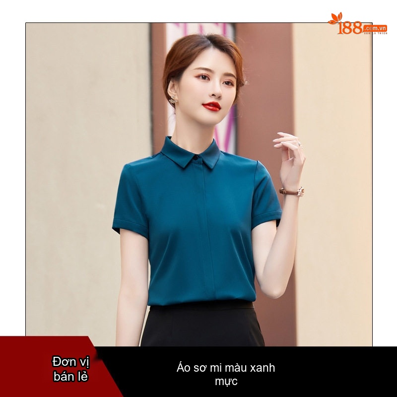 Áo Sơ Mi Voan Ngắn Tay Kiểu Dáng Hàn Quốc Màu Trắng, Xanh Dương, Xanh Lá...