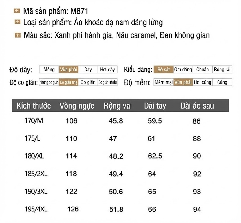 Áo Khoác Dạ Nam Trung Dài Tay Dài Cúc Bấm Cao Cấp Màu Xanh, Nâu, Đen chi tiết 10