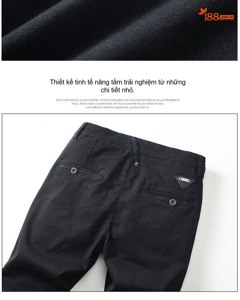 Quần Dài Nam Ống Đứng Cotton Dáng Rộng Khaki, Đen chi tiết 17