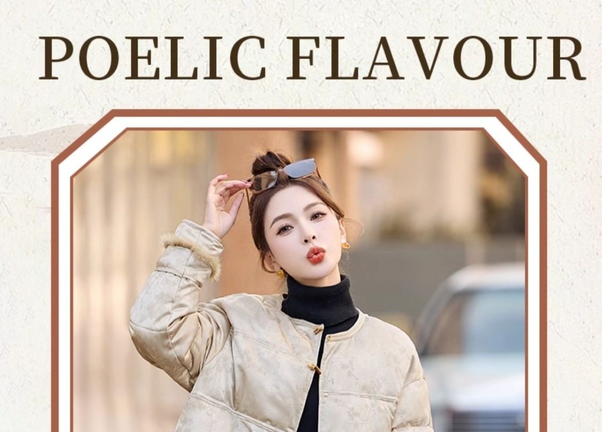 Áo Khoác Phao Nữ Dáng Dài Vừa Lót Lông Vịt Dày Dặn Phong Cách Retro Màu Be chi tiết 7
