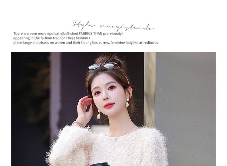 Set Áo Lông Dài Tay và Chân Váy Midi Lấp Lánh Phong Cách Tiểu Thư Màu Trắng, Đen chi tiết 19