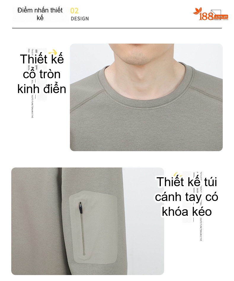 Áo Thun Dài Tay Nam Cổ Tròn Phong Cách Hàn Quốc Form Rộng Màu Xám, Đen, Xanh Navy chi tiết 6