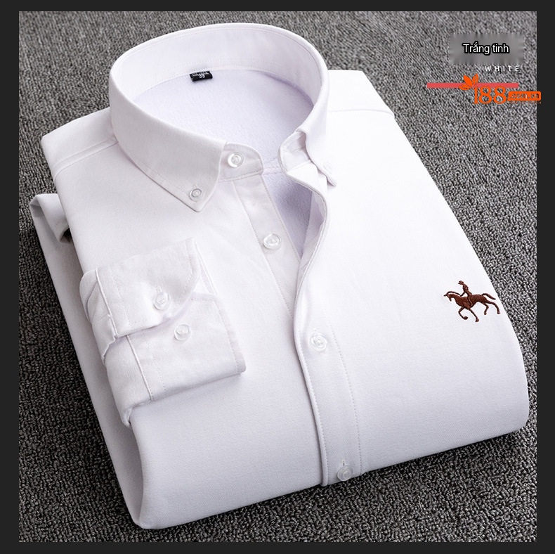 Áo Sơ Mi Dài Tay Nam Cotton Oxford Lót Lông Dày Dặn Giữ Ấm Màu Trắng, Hồng, Xanh Dương, Xám... chi tiết 9