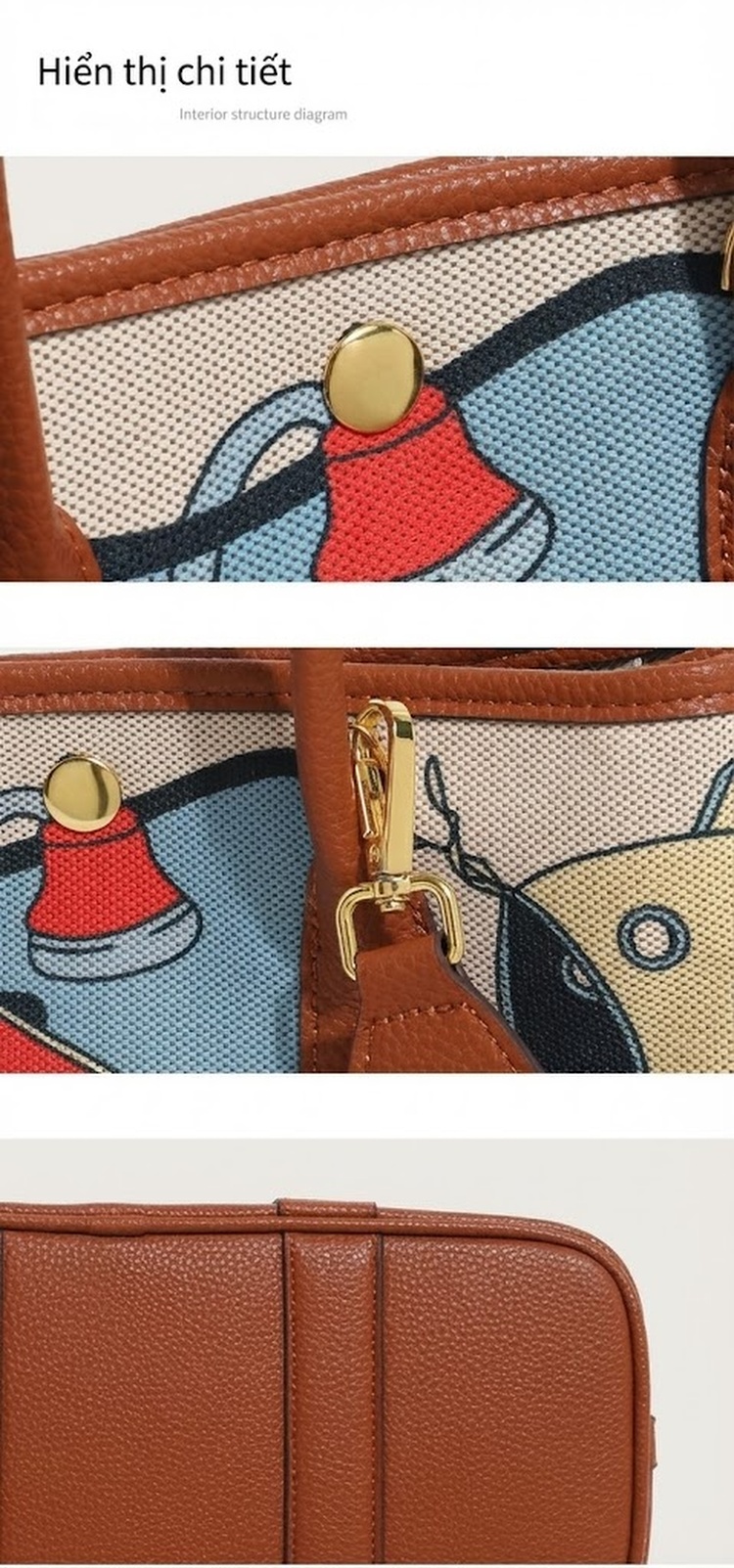 Túi Tote Nữ Vải Canvas In Họa Tiết Phong Cách Âu Mỹ Cổ Điển chi tiết 12