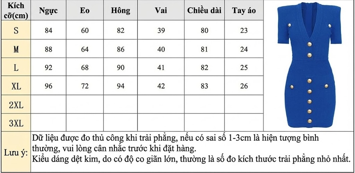 Váy Ngắn Tay Dệt Kim Cổ chữ V Chữ A Ôm Body Màu Xanh Lam chi tiết 1
