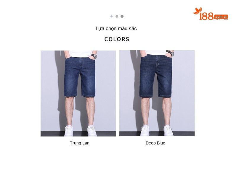 Quần Short Jeans Nam Ống Lửng Co Giãn Nhẹ Phong Cách Thời Trang Màu Xanh Navy chi tiết 2