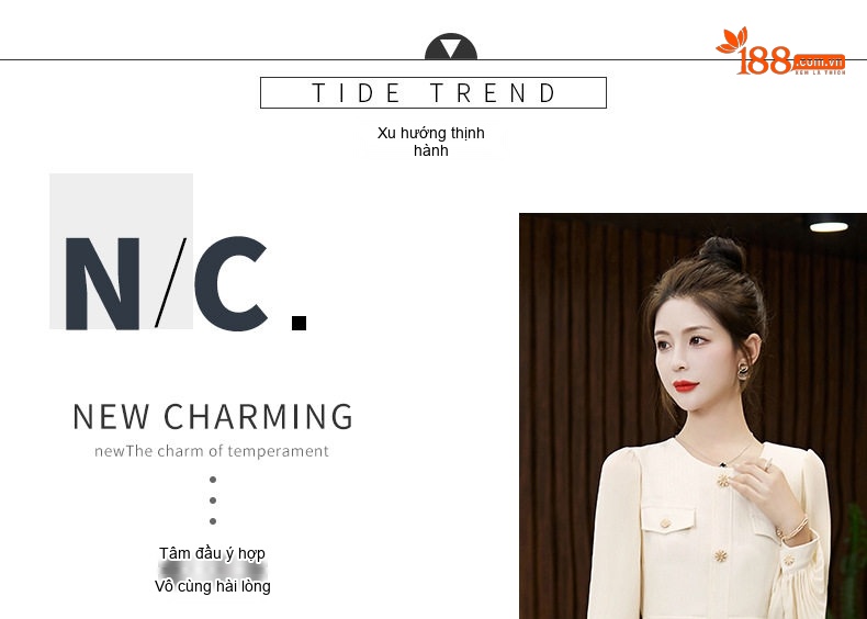 Váy Liền Thân Nữ Tay Dài Dáng Ôm Phong Cách Quý Cô Màu Đen, Trắng Kem chi tiết 3