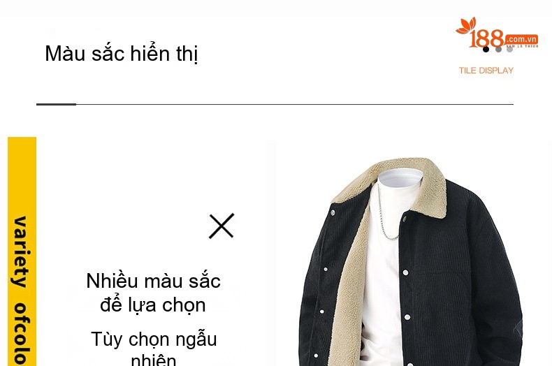 Áo Khoác Nam Cổ Bẻ Vải CORDUROY Dáng Bomber Màu Đen, Kem, Xanh Olive chi tiết 22